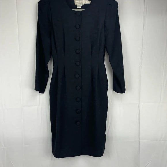 Karin Stevens 60s Vintage Crepe Midi Pleated Dress Size 6 - Picture 2 of 5